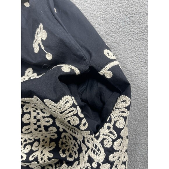 Anthropologie Maeve Mini Shirt Dress Black Embroidery Boho Retro Preppy Sz S NWT - Picture 10 of 13